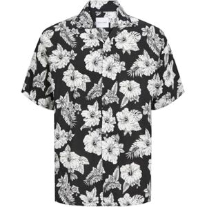 JACK & JONES JJGURU Monochrome AOP Resort Shirt SS, svart, L JACK & JONES JJGURU Monochrome AOP Resort Shirt SS, svart, L