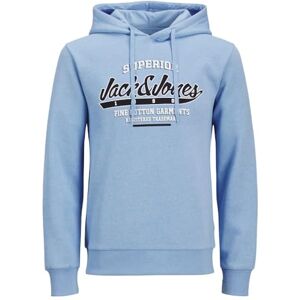 JACK & JONES JACK&JONES JJELOGO Sweat Hood 2 COL 24/25 NOOS, Chambray blå/detalj: melerad, S JACK & JONES JACK&JONES JJELOGO Sweat Hood 2 COL 24/25 NOOS, Chambray blå/detalj: melerad, S