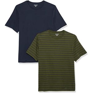 Amazon Essentials Herr Slim-Fit kortärmad T-shirt med rund hals, 2-pack, marinblå/olivrandig, Medium Amazon Essentials Herr Slim-Fit kortärmad T-shirt med rund hals, 2-pack, marinblå/olivrandig, Medium