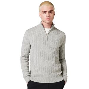 GANT bomullskabel, halv dragkedja, Grå melange, 4XL GANT bomullskabel, halv dragkedja, Grå melange, 4XL