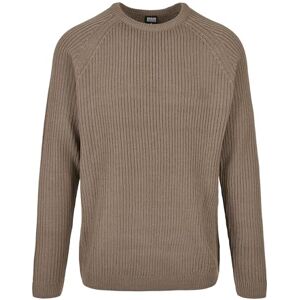 Urban Classics Stickad tröja för män med raglanärmar, ribbstruktur och rund hals, sömlösa axlar, elastiska fållar, storlek S till 5XL, Mörkkaki, XL Urban Classics Stickad tröja för män med raglanärmar, ribbstruktur och rund hals, sömlösa axlar, elastiska fållar, storlek S till 5XL, Mörkkaki, XL