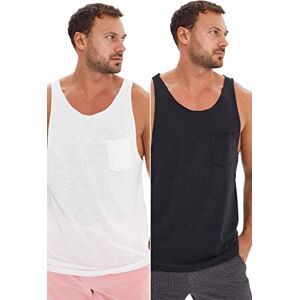 Trendyol Mäns svart-vit-manlig reguljär passform 2-pack idrottare t-shirt, svart och vit, extra stor Trendyol Mäns svart-vit-manlig reguljär passform 2-pack idrottare t-shirt, svart och vit, extra stor