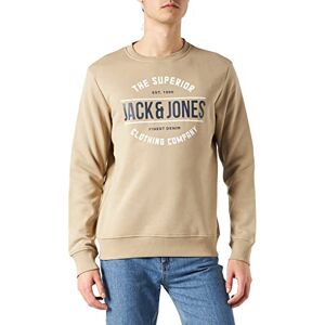 JACK & JONES Jjbrat Sweat Crew Neck Sweatshirt för män, Krockery/tryck: vit. Navy Blazer, M JACK & JONES Jjbrat Sweat Crew Neck Sweatshirt för män, Krockery/tryck: vit. Navy Blazer, M