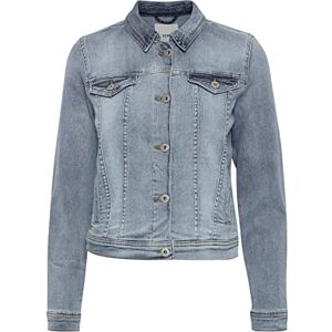 ICHI IHSTAMPE JA Dam jeansjacka denim övergångsjacka med stretch och knappar, Tvättad ljusblå (19078), 38 ICHI IHSTAMPE JA Dam jeansjacka denim övergångsjacka med stretch och knappar, Tvättad ljusblå (19078), 38