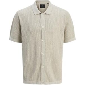 JACK & JONES Jprblaarto Knit Polo Ss, Whitecap grå, XS JACK & JONES Jprblaarto Knit Polo Ss, Whitecap grå, XS