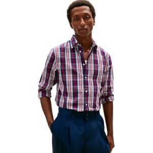 Tommy Hilfiger herr flex POPLIN medium rutig skjorta MW0MW41712 L/S skjorta, blå, L, Blå (Preppy marin/check), L Tommy Hilfiger herr flex POPLIN medium rutig skjorta MW0MW41712 L/S skjorta, blå, L, Blå (Preppy marin/check), L