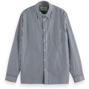 Scotch & Soda randig poplin-skjorta med avslappnad passform, Sky Captain Stripes 401, XXL Scotch & Soda randig poplin-skjorta med avslappnad passform, Sky Captain Stripes 401, XXL
