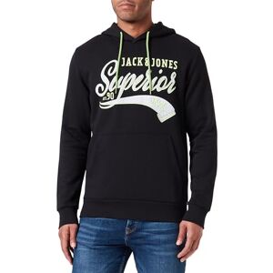 JACK & JONES Bestseller A/S Jjemett sweat Hood huvtröja för män, Schwarz, S JACK & JONES Bestseller A/S Jjemett sweat Hood huvtröja för män, Schwarz, S