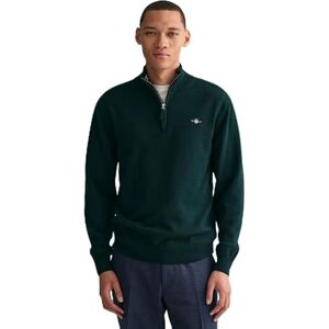 GANT Superfin lambsull för män halv dragkedja tröja, Tartan grön, S GANT Superfin lambsull för män halv dragkedja tröja, Tartan grön, S
