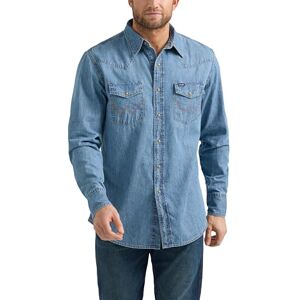 Wrangler mäns denim kollektion snap-skjorta (blå, stor, normal passform, långärmad, 71 cm, 2 fickor, västerländsk stil, mjukt tyg, snabbåtkomlig förvaring, snäppstängning, 1-pack), Lätt tvätt denim, S Wrangler mäns denim kollektion snap-skjorta (blå, stor, normal passform, långärmad, 71 cm, 2 fickor, västerländsk stil, mjukt tyg, snabbåtkomlig förvaring, snäppstängning, 1-pack), Lätt tvätt denim, S