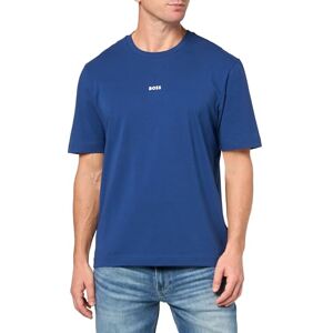 Boss mäns center logotyp normal passform t-shirt, blå safir, Large Boss mäns center logotyp normal passform t-shirt, blå safir, Large