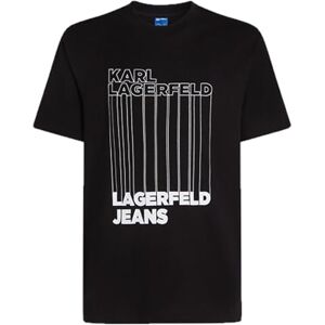 KARL LAGERFELD JEANS , Herr, Vanlig Kortärm Streckkod T-Shirt, Vanlig Passform, Svart, XS KARL LAGERFELD JEANS , Herr, Vanlig Kortärm Streckkod T-Shirt, Vanlig Passform, Svart, XS