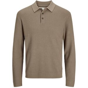 JACK & JONES Jprcccooper Knit Polo Ls, Greige, XS JACK & JONES Jprcccooper Knit Polo Ls, Greige, XS