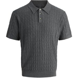 JACK & JONES Jprbladave Knit Polo Ss, Mörkgrå melange, S JACK & JONES Jprbladave Knit Polo Ss, Mörkgrå melange, S