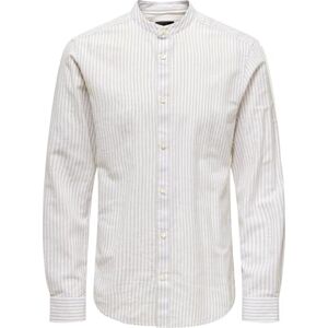 Only & Sons ONSCAIDEN LS Mao Stripe linne skjorta NOOS, Chinchilla, L Only & Sons ONSCAIDEN LS Mao Stripe linne skjorta NOOS, Chinchilla, L