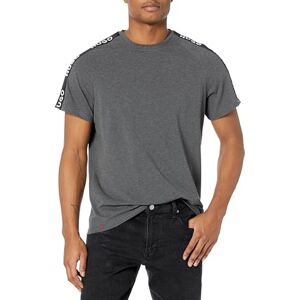 HUGO Kortärmad T-shirt för män med logotyptejp, Melange Slate, liten, Melange skiffer, S HUGO Kortärmad T-shirt för män med logotyptejp, Melange Slate, liten, Melange skiffer, S