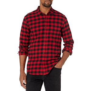 Amazon Essentials Men's Långärmad rutig flanellskjorta smal passform (färger i begränsad upplaga), Svart Röd Buffalorutigt, L Amazon Essentials Men's Långärmad rutig flanellskjorta smal passform (färger i begränsad upplaga), Svart Röd Buffalorutigt, L