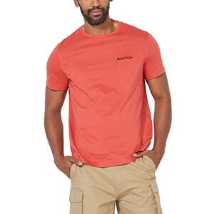 Nautica Kortärmad T-shirt med rund hals för män, Solbakad röd solid, XL Nautica Kortärmad T-shirt med rund hals för män, Solbakad röd solid, XL