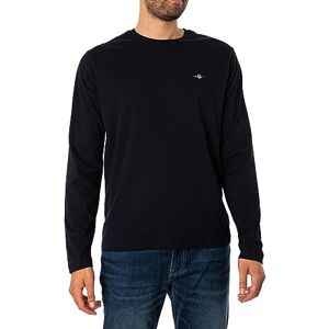 GANT Herr REG Shield LS T-shirt, svart, standard, svart, 5XL GANT Herr REG Shield LS T-shirt, svart, standard, svart, 5XL