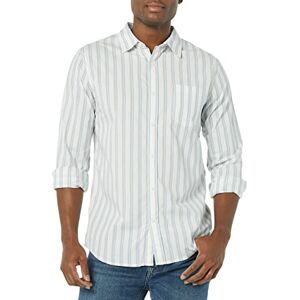 Amazon Essentials Herr långärmad smal passform stretch poplin skjorta, blå vit rand, Small Amazon Essentials Herr långärmad smal passform stretch poplin skjorta, blå vit rand, Small