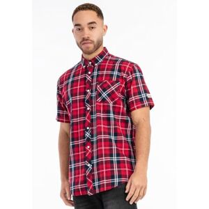Lonsdale Herr Brixworth Slim Fit kortärmad skjorta, Röd/mörk marinblå/vit, L Lonsdale Herr Brixworth Slim Fit kortärmad skjorta, Röd/mörk marinblå/vit, L
