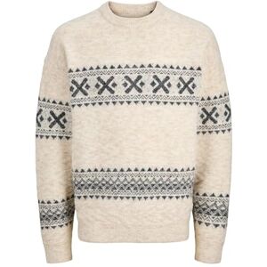 JACK & JONES Jprblumax Fairisle stickad crew neck, Enkel mullvadsgrå, XXL JACK & JONES Jprblumax Fairisle stickad crew neck, Enkel mullvadsgrå, XXL