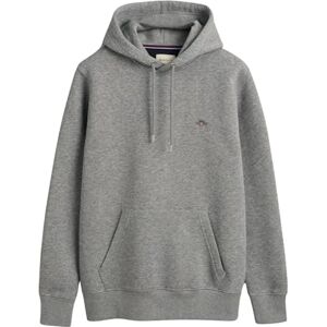 GANT Reg Shield Huvtröja för män, Grå melange, XXS GANT Reg Shield Huvtröja för män, Grå melange, XXS