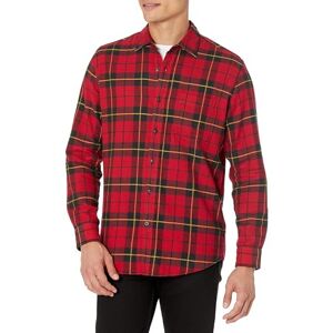 Amazon Essentials Men's Långärmad flanellskjorta (finns i Big & Tall), Svart Röd Gul Stora rutor, L Amazon Essentials Men's Långärmad flanellskjorta (finns i Big & Tall), Svart Röd Gul Stora rutor, L