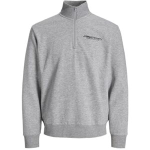 JJ REBEL Jrebzack Sweat halv dragkedja, Ljusgrå melange, M JJ REBEL Jrebzack Sweat halv dragkedja, Ljusgrå melange, M