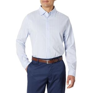 Amazon Essentials Herr Slim-Fit långärmad stretchklänning skjorta, vit kritstrecksrandig Large Amazon Essentials Herr Slim-Fit långärmad stretchklänning skjorta, vit kritstrecksrandig Large