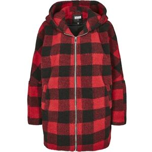 Urban Classics Damen dam huva överdimensionerad checkväska sherpa jacka, Flerfärgad (Firered/Blk 01440), L Urban Classics Damen dam huva överdimensionerad checkväska sherpa jacka, Flerfärgad (Firered/Blk 01440), L