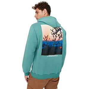 Trendyol Herrhuva landskapstryck vanlig sweatshirt, grön, S, gRÖN, S Trendyol Herrhuva landskapstryck vanlig sweatshirt, grön, S, gRÖN, S