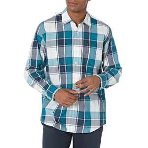 Amazon Essentials Men's Långärmad ledig poplinskjorta med normal passform, Blågrön Vit Stora rutor, XS Amazon Essentials Men's Långärmad ledig poplinskjorta med normal passform, Blågrön Vit Stora rutor, XS