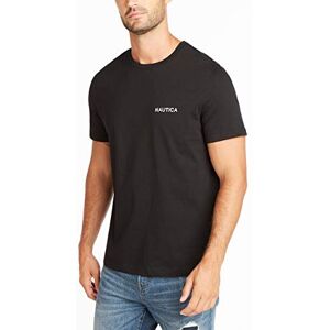 Nautica Kortärmad T-shirt med rund hals för män, Sann svart solid, XL Nautica Kortärmad T-shirt med rund hals för män, Sann svart solid, XL