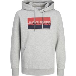 JACK&JONES PLUS Jjnolan Sweat Hood Pls Huvtröja, Ljusgrå melange/tryck: stor, 5XL/Stor JACK&JONES PLUS Jjnolan Sweat Hood Pls Huvtröja, Ljusgrå melange/tryck: stor, 5XL/Stor