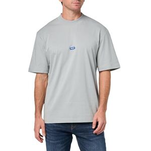 HUGO Herr liten logo block bomull t-shirt, Betonggrå, L HUGO Herr liten logo block bomull t-shirt, Betonggrå, L