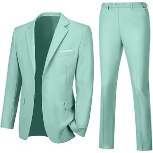 Lynerun Men Suit Slim Fit 2 Pieces Suit Blazer Pants Set Solid Mint Green Dress Suit for Prom Groom Wedding Homecoming Suit Men Tuxedo L Lynerun Men Suit Slim Fit 2 Pieces Suit Blazer Pants Set Solid Mint Green Dress Suit for Prom Groom Wedding Homecoming Suit Men Tuxedo L