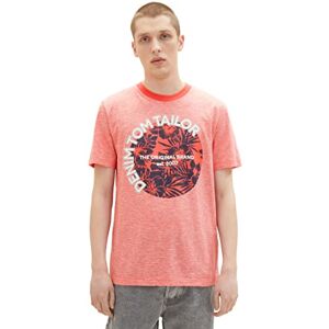 TOM TAILOR Denim herr-t-shirt med tryck, 31931 – Röd randig struktur, S TOM TAILOR Denim herr-t-shirt med tryck, 31931 – Röd randig struktur, S