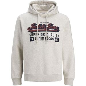 JACK & JONES Jjelogo Sweat Hood 2 Col 25/26 Noos, Vit melange, XXL JACK & JONES Jjelogo Sweat Hood 2 Col 25/26 Noos, Vit melange, XXL