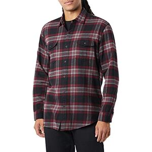 Amazon Essentials Men's Långärmad flanellskjorta med två fickor normal passform, Svart Vinröd Rutig, L Amazon Essentials Men's Långärmad flanellskjorta med två fickor normal passform, Svart Vinröd Rutig, L