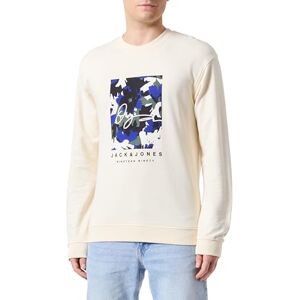 JACK & JONES Joraruba AOP branding sweat crew neck sweatshirt, Buttercreme, M JACK & JONES Joraruba AOP branding sweat crew neck sweatshirt, Buttercreme, M