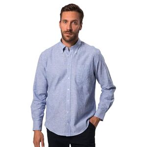 JP 1880 , män, stora storlekar, linneblandning, skjorta, långärmad, knappkrage, modern passform, blå, 6XL JP 1880 , män, stora storlekar, linneblandning, skjorta, långärmad, knappkrage, modern passform, blå, 6XL