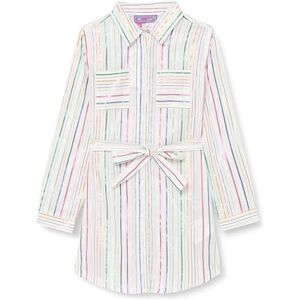 mimo Flicka skjortblusklänning långärmad casual klänning, Vita flerfärgade ränder, 128 mimo Flicka skjortblusklänning långärmad casual klänning, Vita flerfärgade ränder, 128
