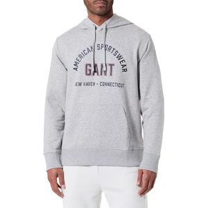 GANT Tryckt grafisk huvtröja, Grå melange, M GANT Tryckt grafisk huvtröja, Grå melange, M