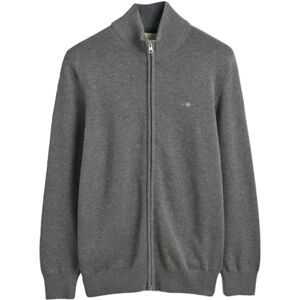 GANT Herr ledig bomull dragkedja kofta, Mörkgrå melange, 3XL GANT Herr ledig bomull dragkedja kofta, Mörkgrå melange, 3XL
