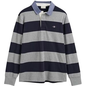 GANT REG Chambray Stripe Heavy Rugger, Grå melange, L GANT REG Chambray Stripe Heavy Rugger, Grå melange, L