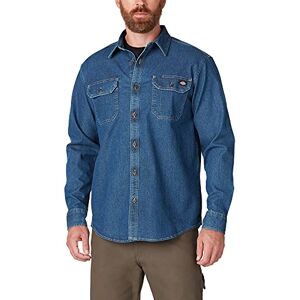 Dickies mens Men's Flex Denim Long Sleeve Button Down Shirt, Medium Denim Wash, 2X US Dickies mens Men's Flex Denim Long Sleeve Button Down Shirt, Medium Denim Wash, 2X US
