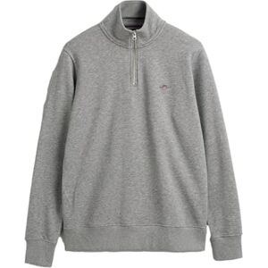 GANT herr Tröja Reg Shield Half Zip Sweat, Grå melange, XS GANT herr Tröja Reg Shield Half Zip Sweat, Grå melange, XS