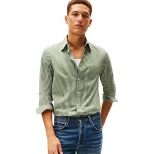 Tommy Hilfiger herr CORE hårfäste POPLIN RF-tröja MW0MW41399 L/S skjorta, grön, XS, Grön (Berg tall/randig), XS Tommy Hilfiger herr CORE hårfäste POPLIN RF-tröja MW0MW41399 L/S skjorta, grön, XS, Grön (Berg tall/randig), XS