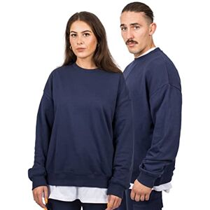 Blackskies Herr överdimensionerad tung crewneck tröja, Marinblå, M Blackskies Herr överdimensionerad tung crewneck tröja, Marinblå, M
